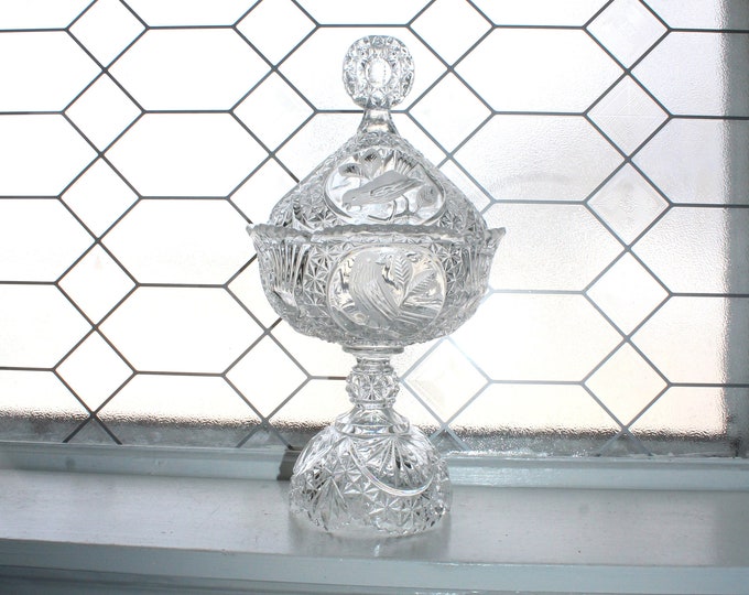 Large Hofbauer Crystal Byrdes Bird Covered Compote