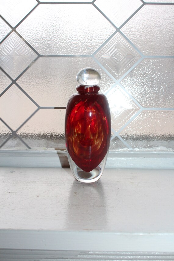 Vintage James Clarke Glass Perfume Bottle Red and 