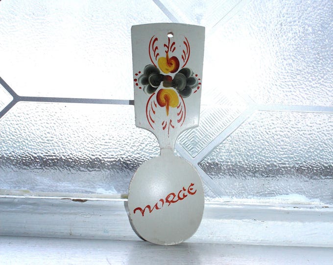 Norwegian Rosemaled Wood Spoon Norge Scandinavian Folk Art
