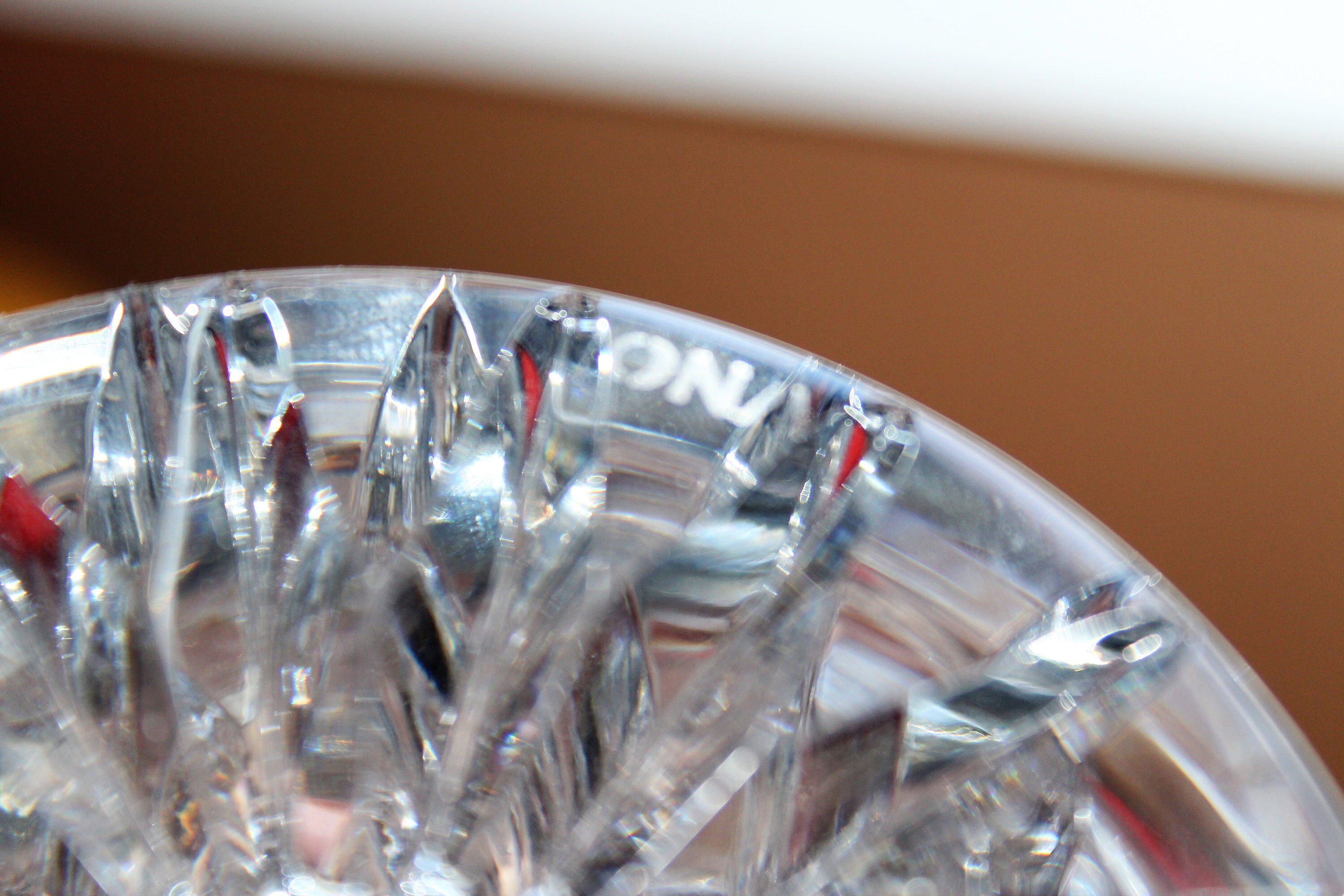 Vintage Cut Crystal Trumpet Vase Flared Top marked VNO