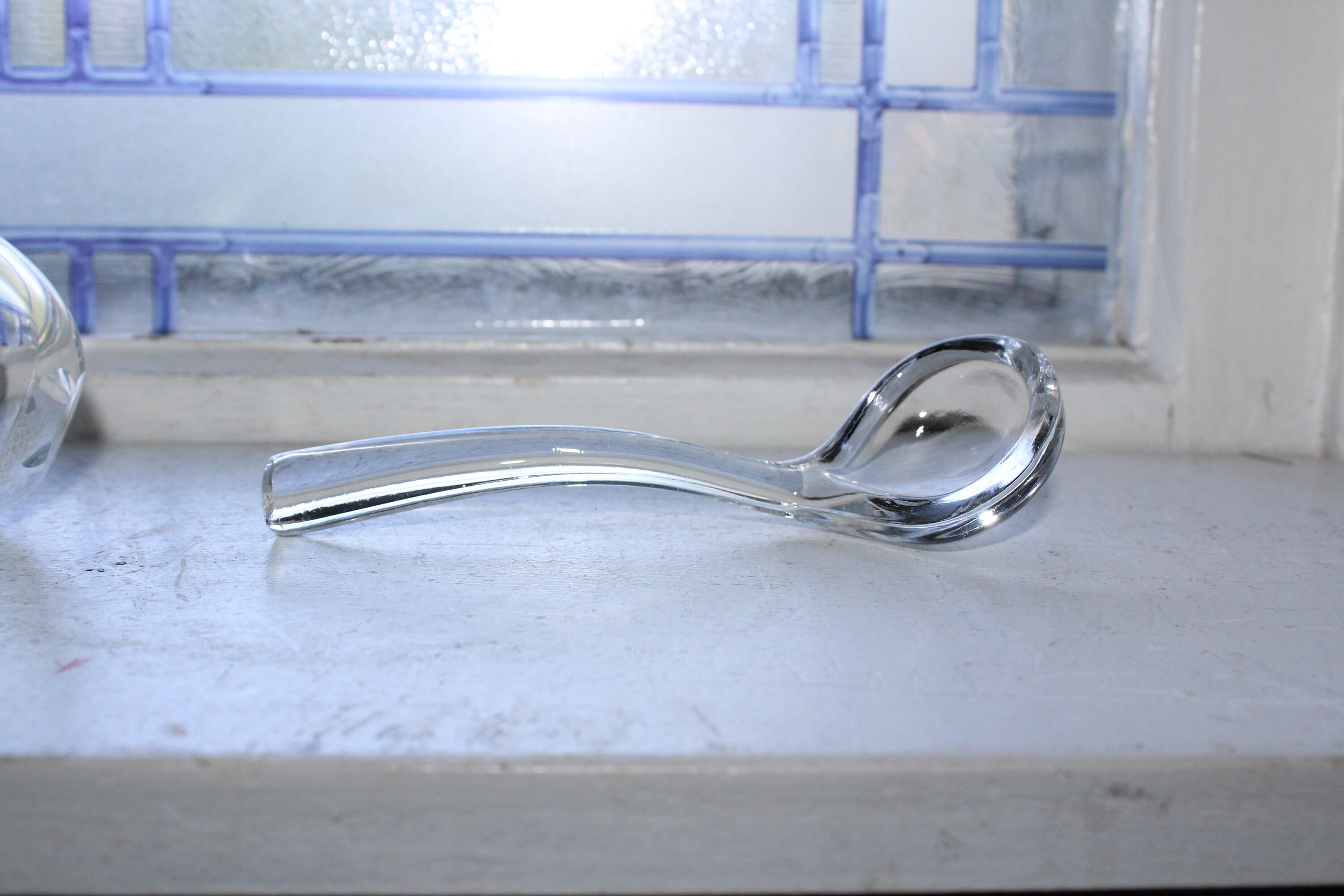 Vintage Crystal Mayonnaise Spoon Sauce Ladle
