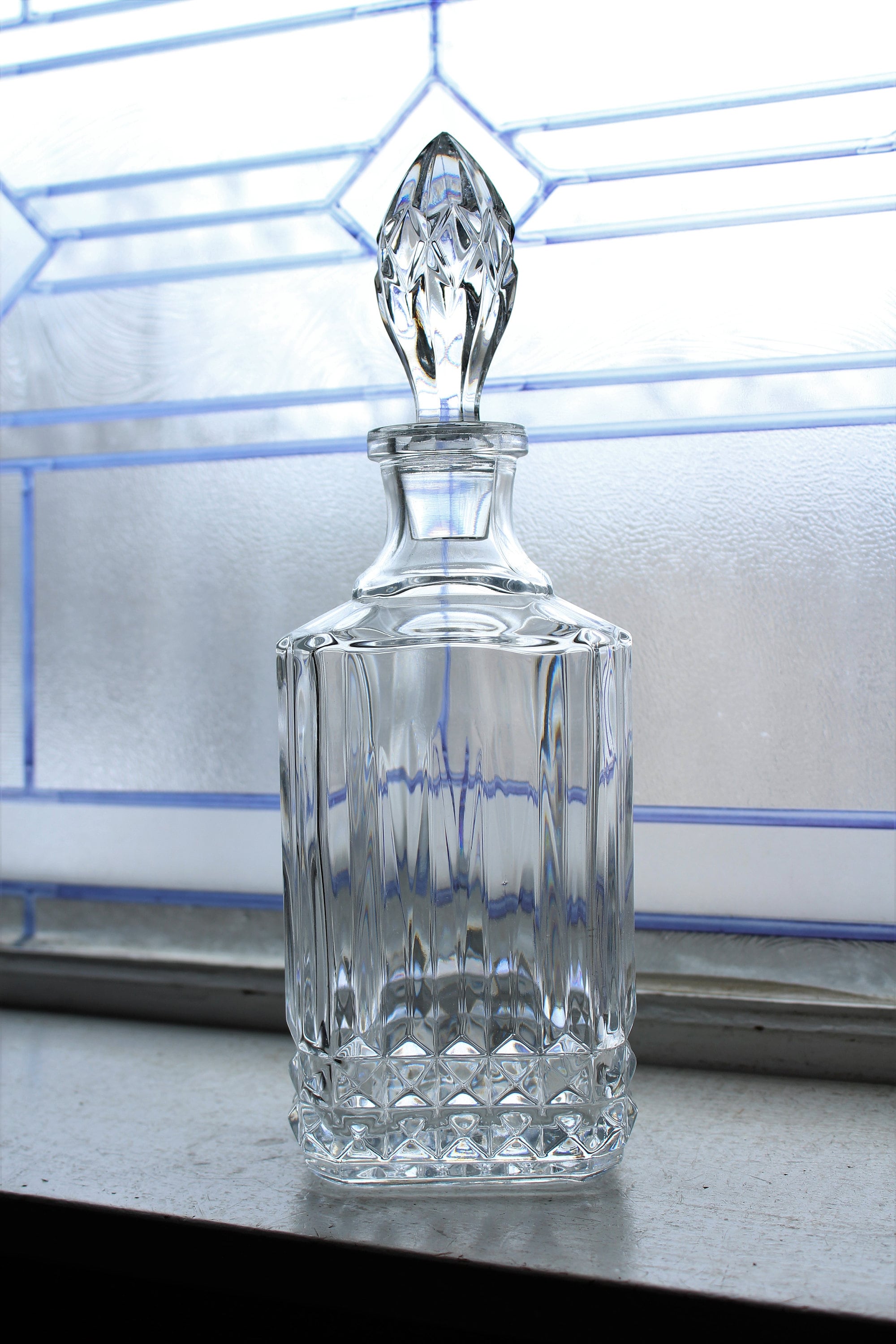 Vintage Crystal Liquor Decanter Square Barware