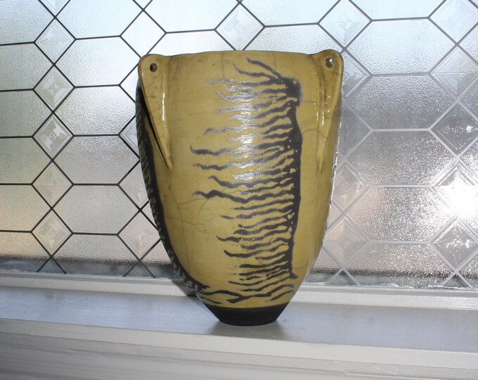 Large Studio Art Pottery Buttressed Vase Woman Flowing Hair Andy Palmer