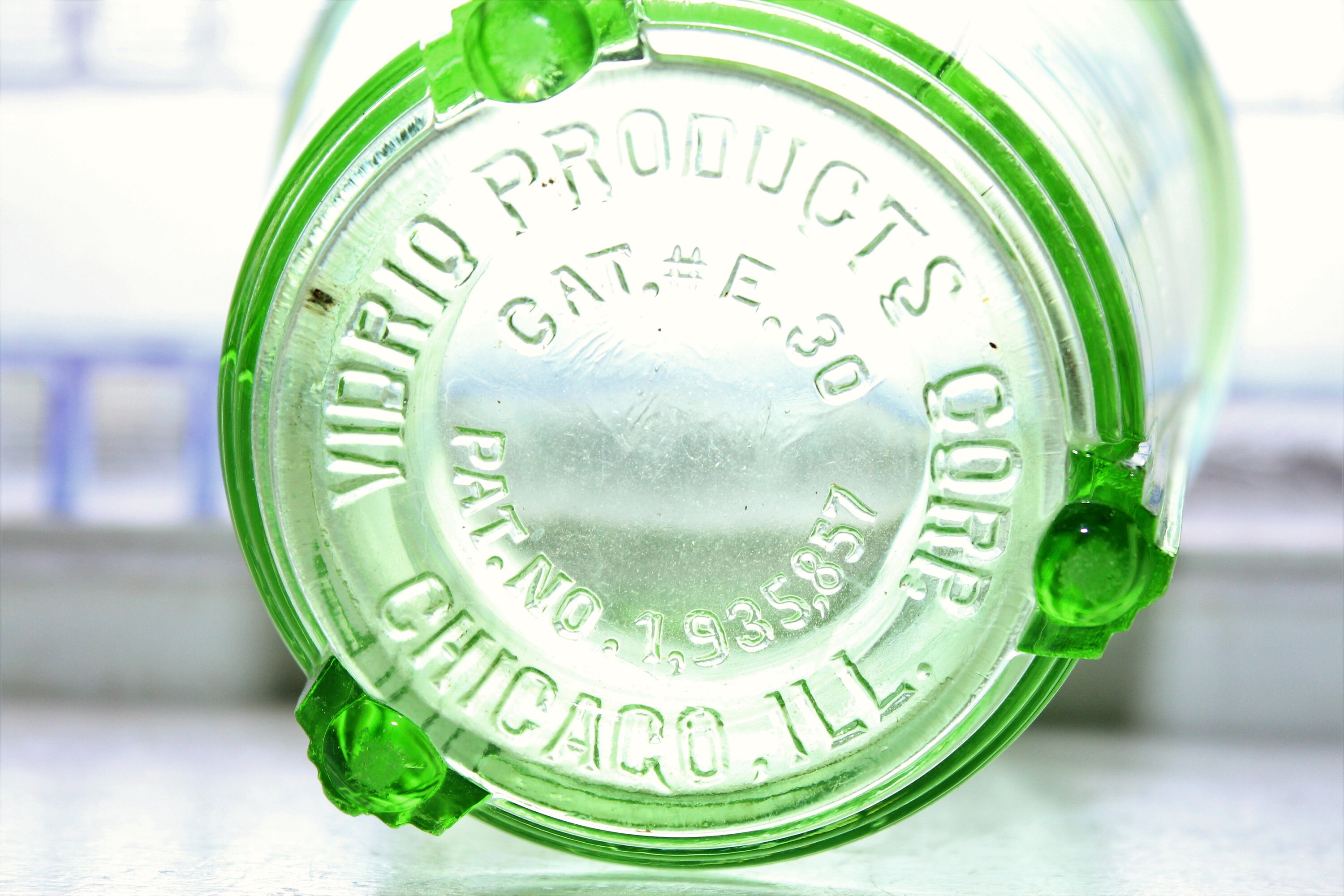 Green Depression Glass Beater Jar Vidrio Products Circa 1933