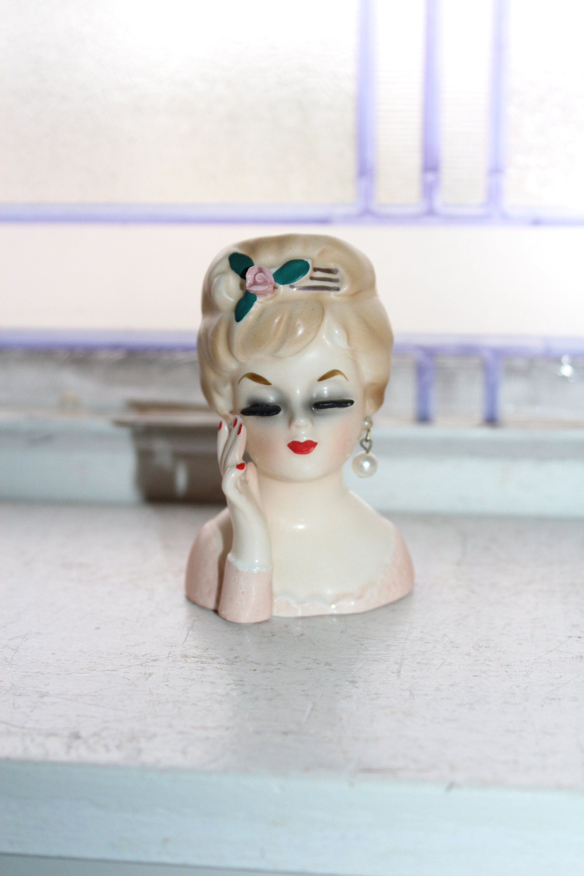 Vintage Lady Head Vase Inarco E480 1960s