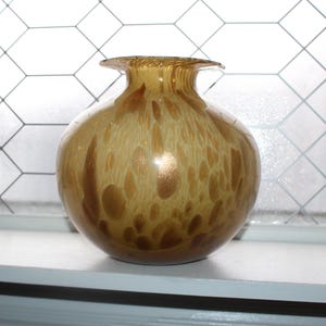 Large Maestri Vetrai Azzurra Murano Glass Vase Leopard Spots & Copper Mica