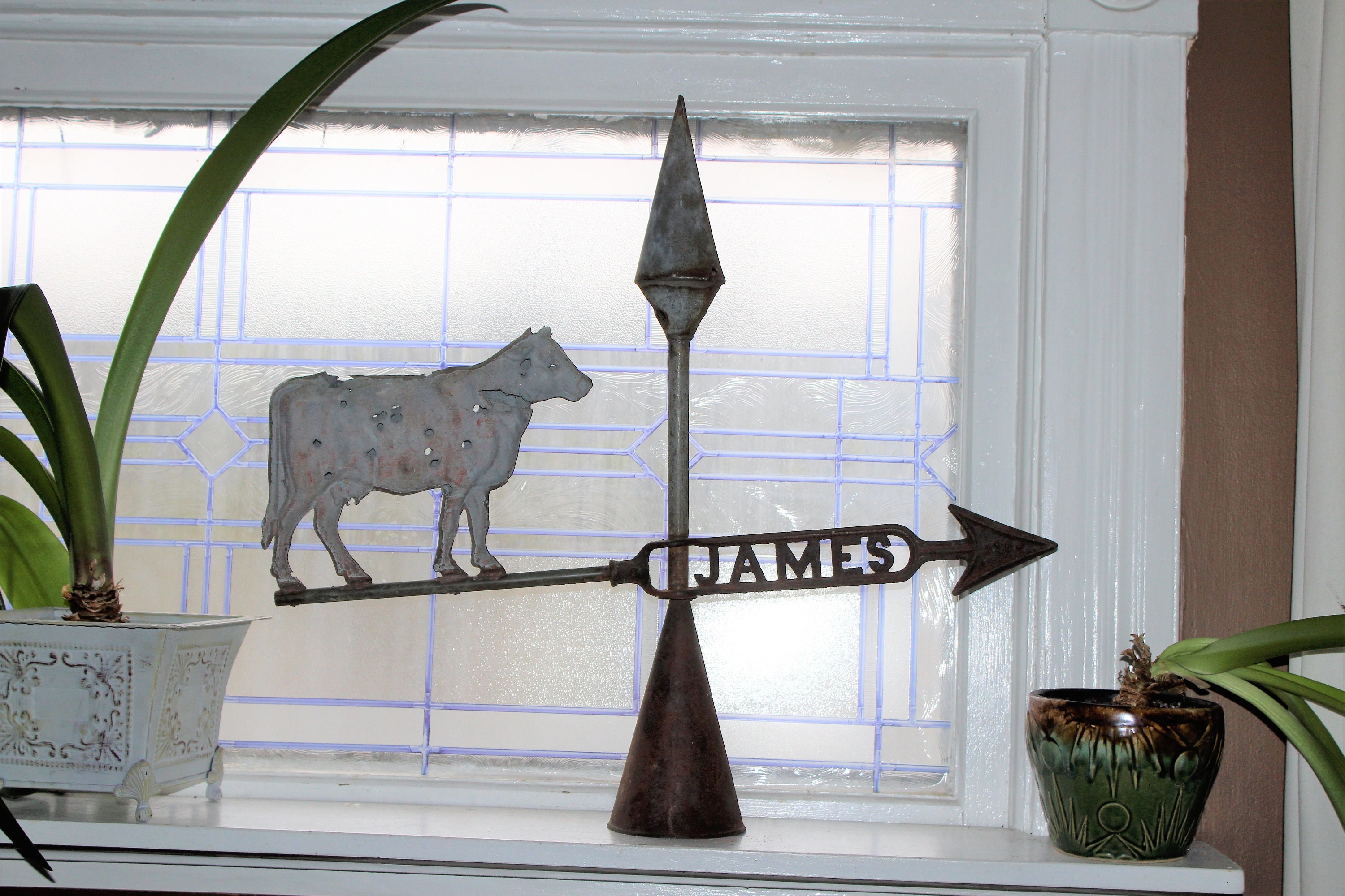 Antique James Cow Weathervane Rustic Farmhouse Decor