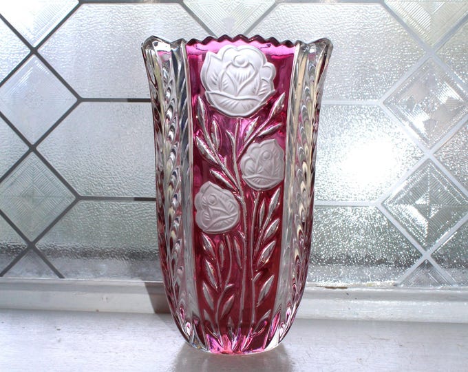 Anna Hutte Bleikristall Rosaline Lead Crystal Ruby Flash Vase
