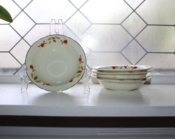 Hall China Autumn Leaf 5 Dessert Bowls Vintage 1950s