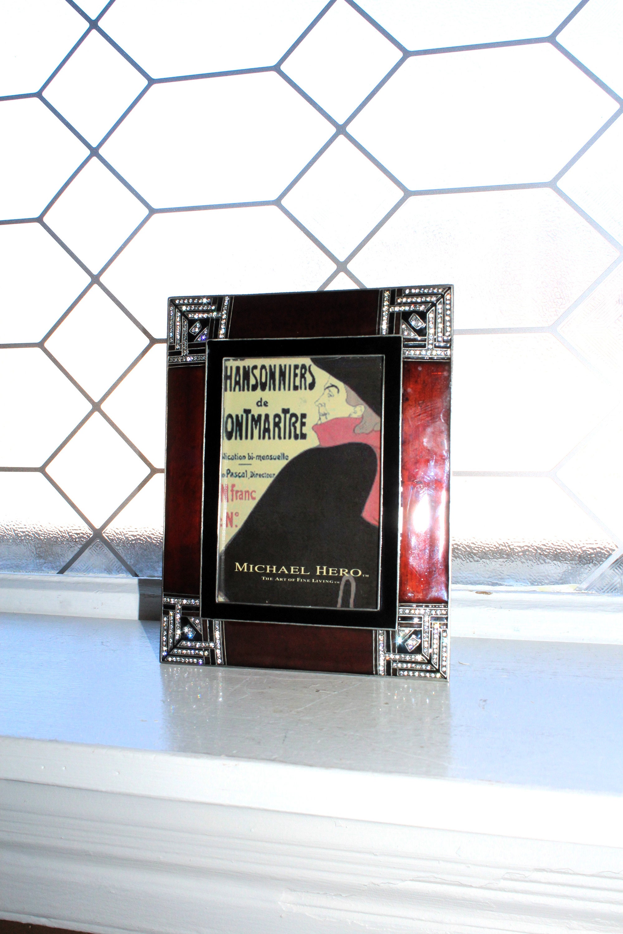 Michael Hero Picture Frame Burgundy and Black Enamel with Swarovski Stones