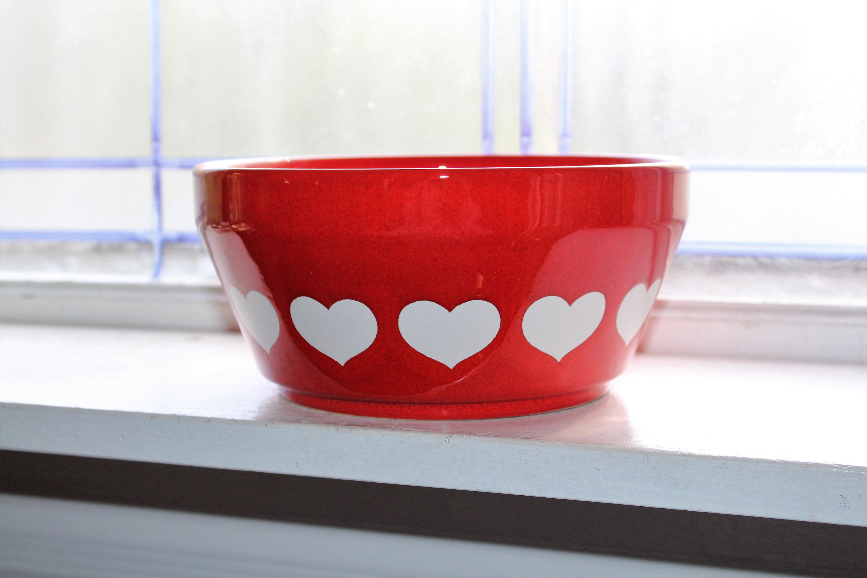 Vintage Mixing Bowl Waechtersbach Red & White Hearts W Germany