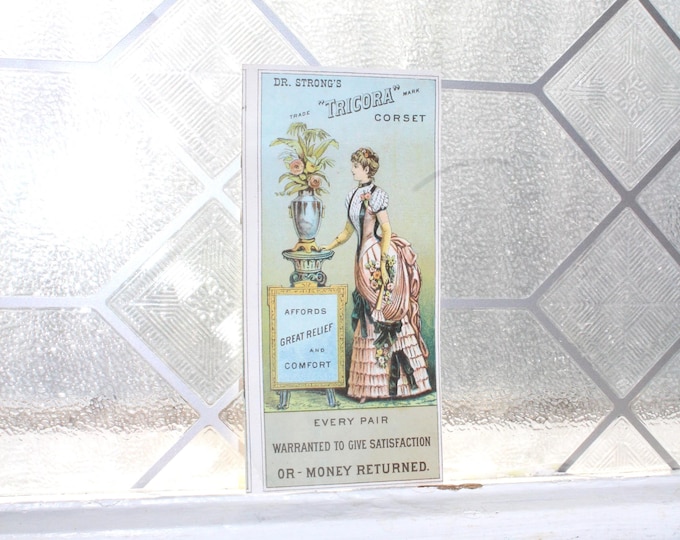 Antique Dr. Strong's Tricora Corset Trade Card Victorian Decor