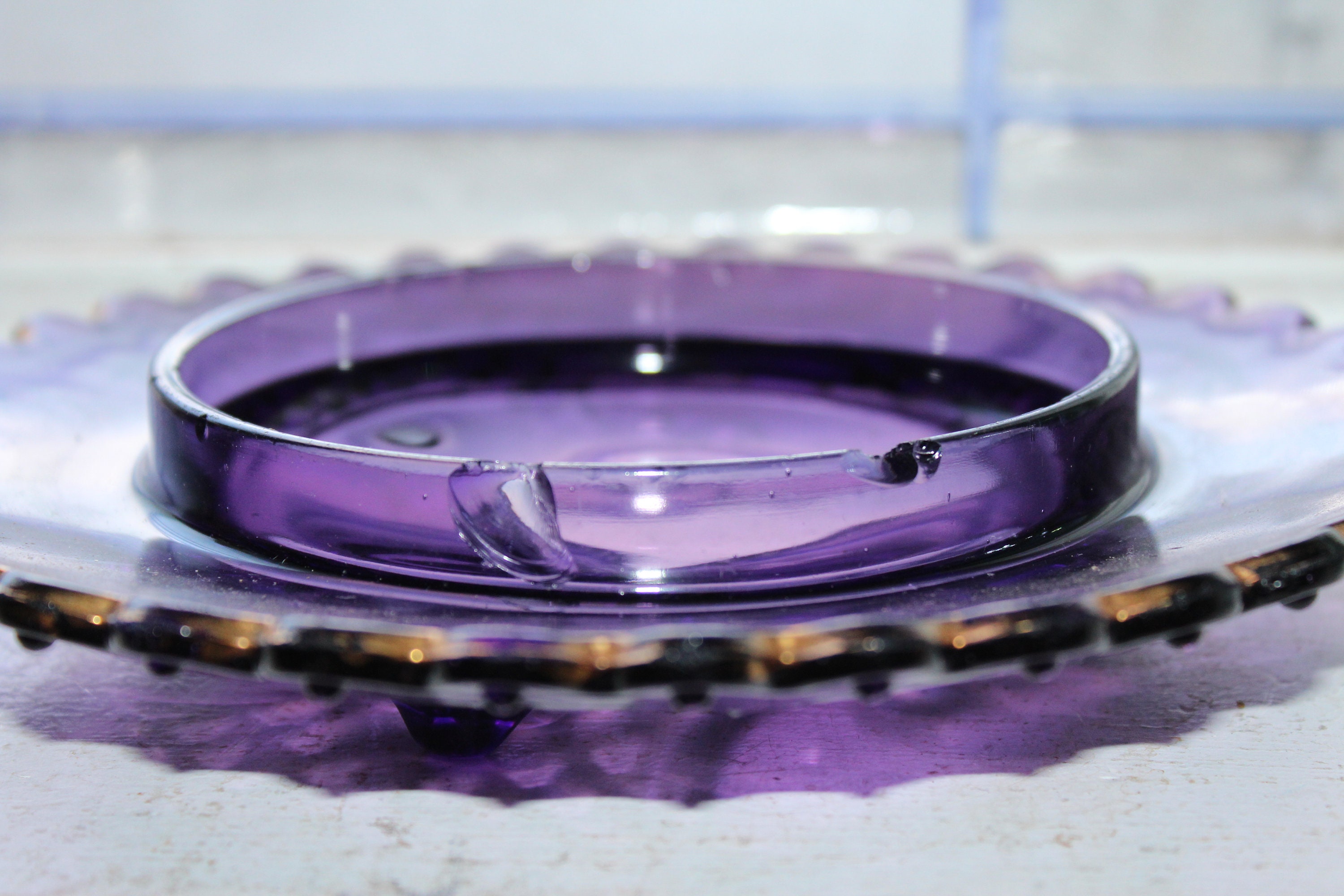 EAPG Domed Amethyst Purple Glass Butter Dish Antique 1800s Croesus