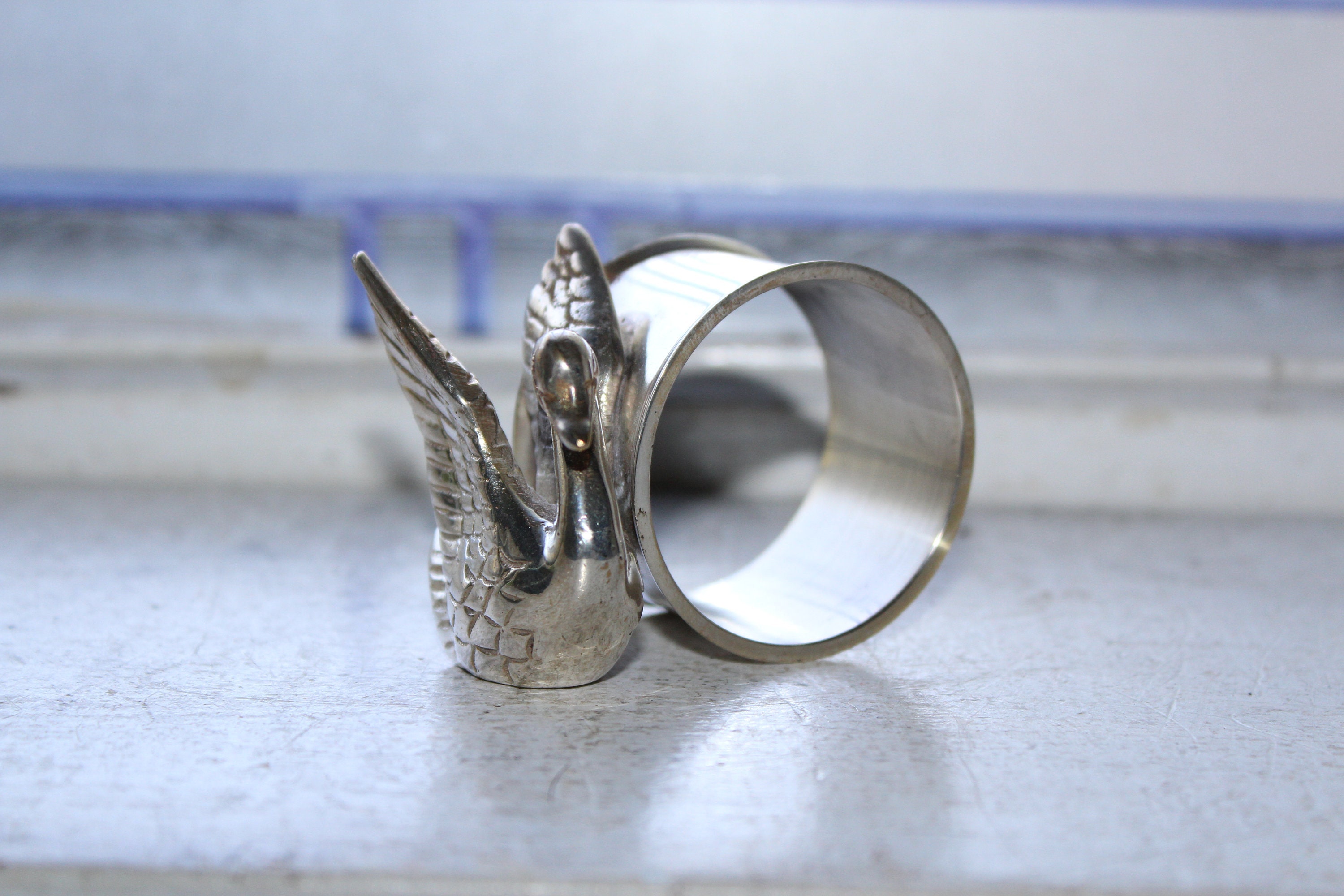 Vintage Figural Silverplate Napkin Ring Swan International Silver Co