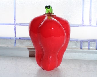 Vintage Murano Glass Large Red Pepper Vegetable Handblown