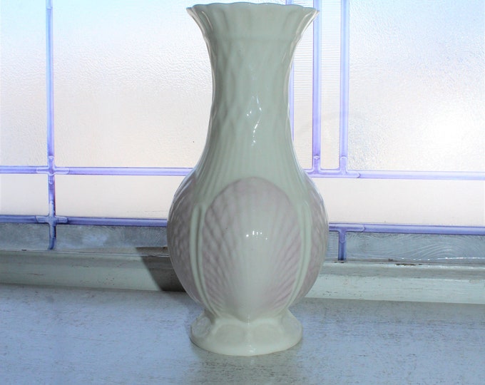 Large Belleek Pink Shell Vase