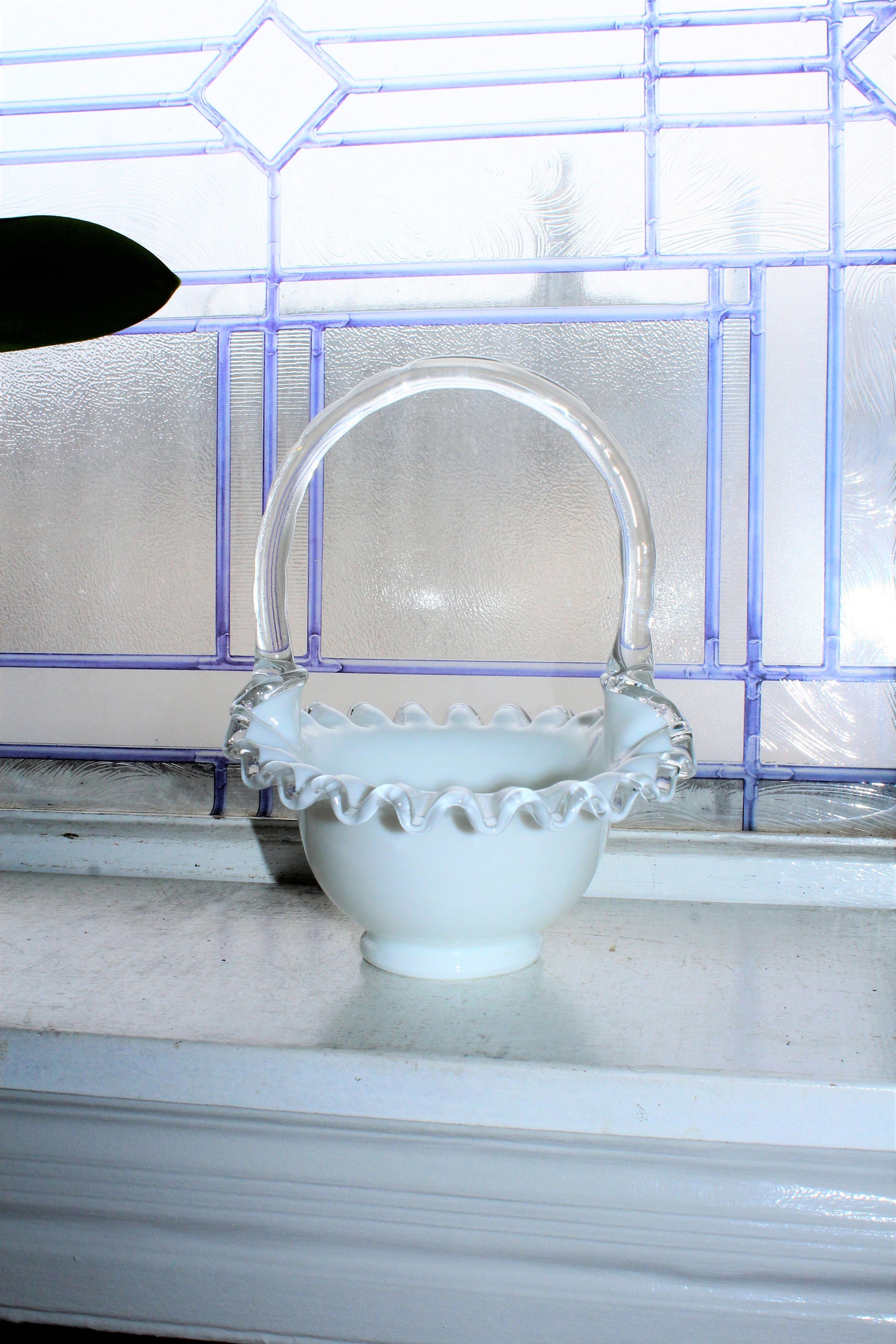 Vintage Fenton Glass Silver Crest Basket Art Glass Etsy