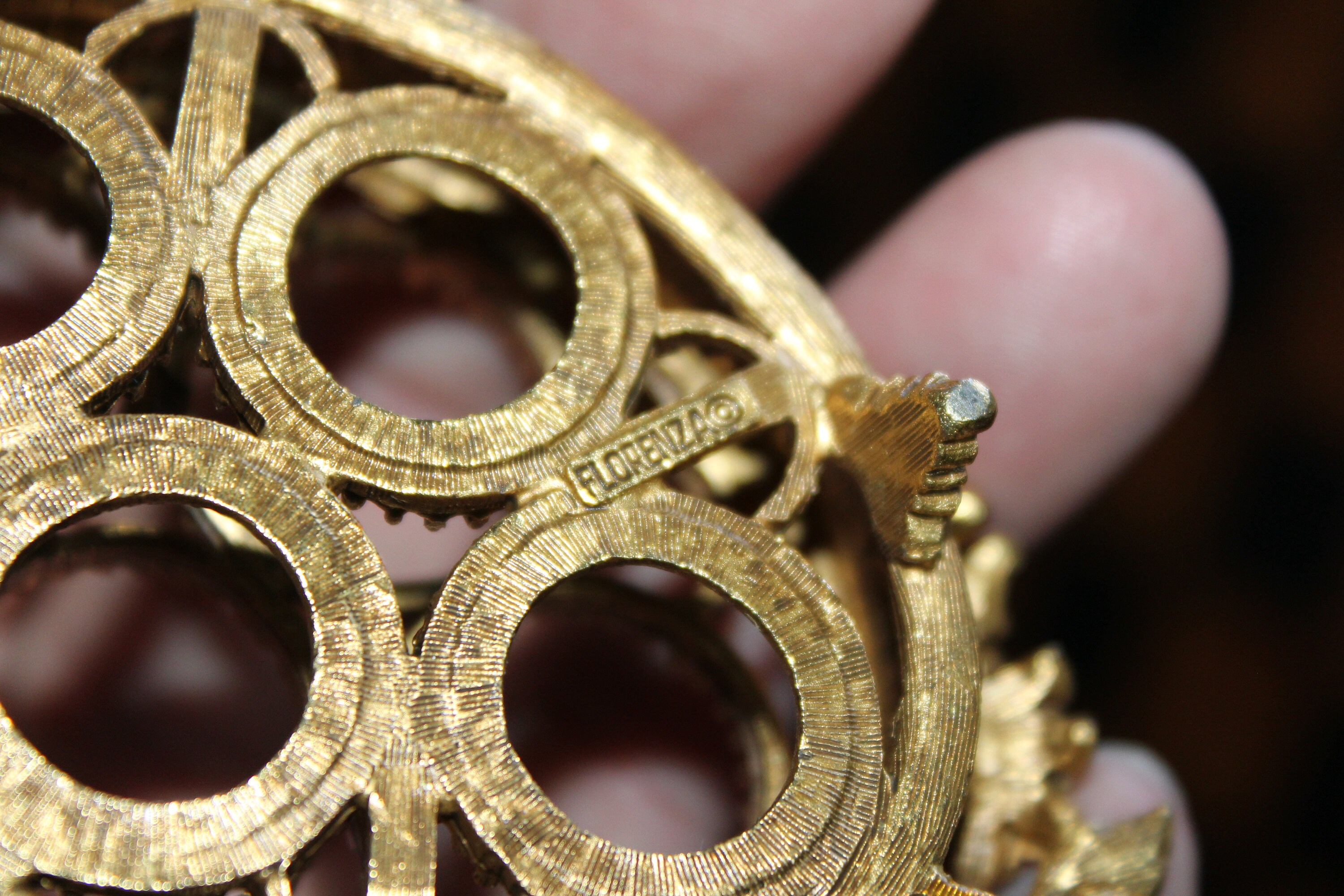 Ornate Vintage Florenza Jeweled Lipstick Holder Gold Tone Ormolu