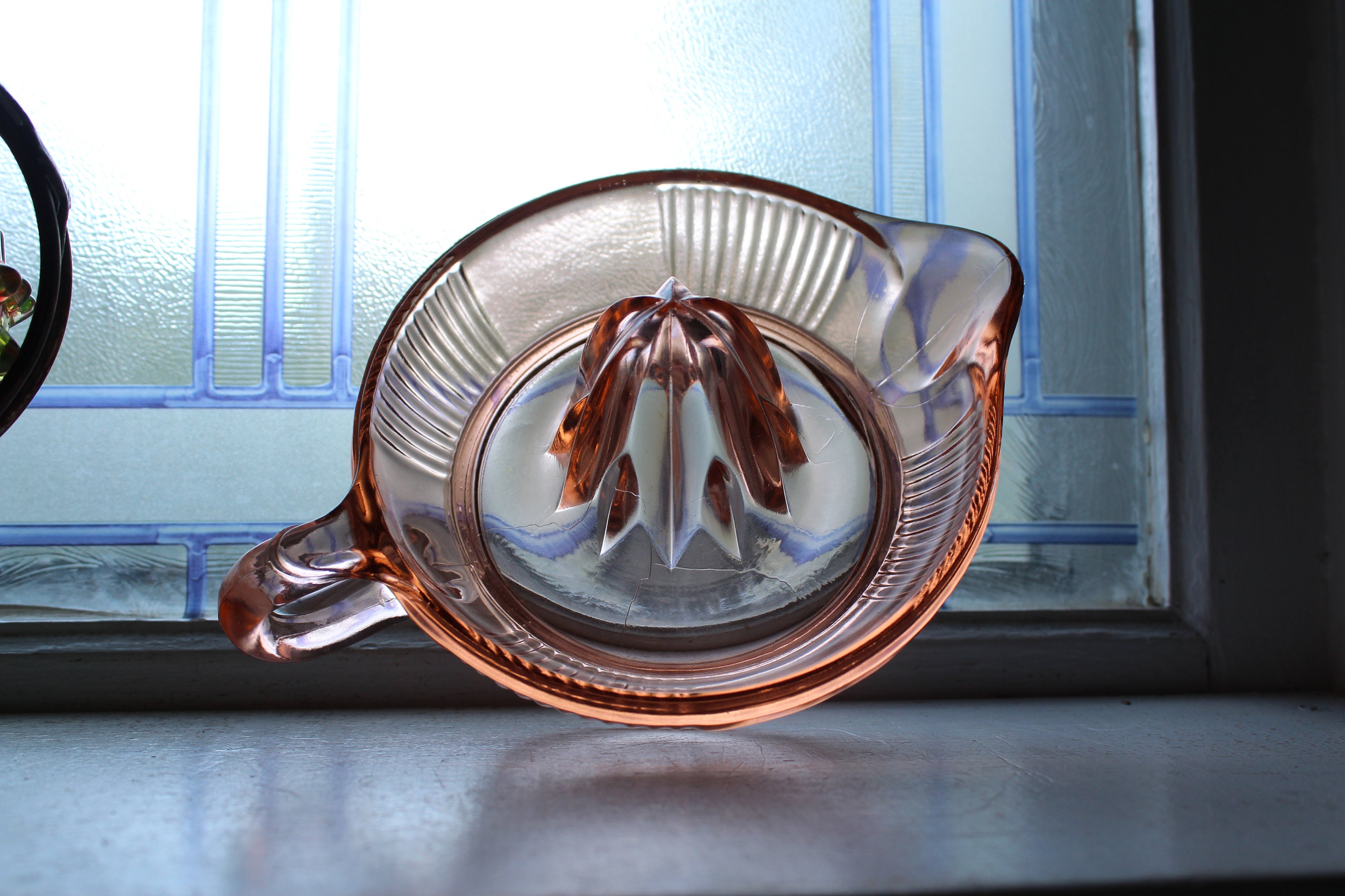 Vintage Juicer Reamer Pink Depression Glass 1930s Farmhouse Decor