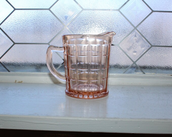 Vintage Pink Depression Glass Hazel Atlas Colonial Block Creamer