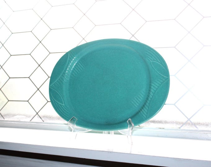 Mid Century Modern Red Wing Pottery Platter Aqua Fondoso Turquoise
