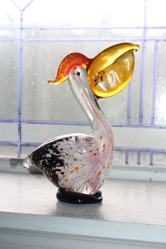 Vintage Hand Blown Glass Pelican Art Murano Style Art Glass 