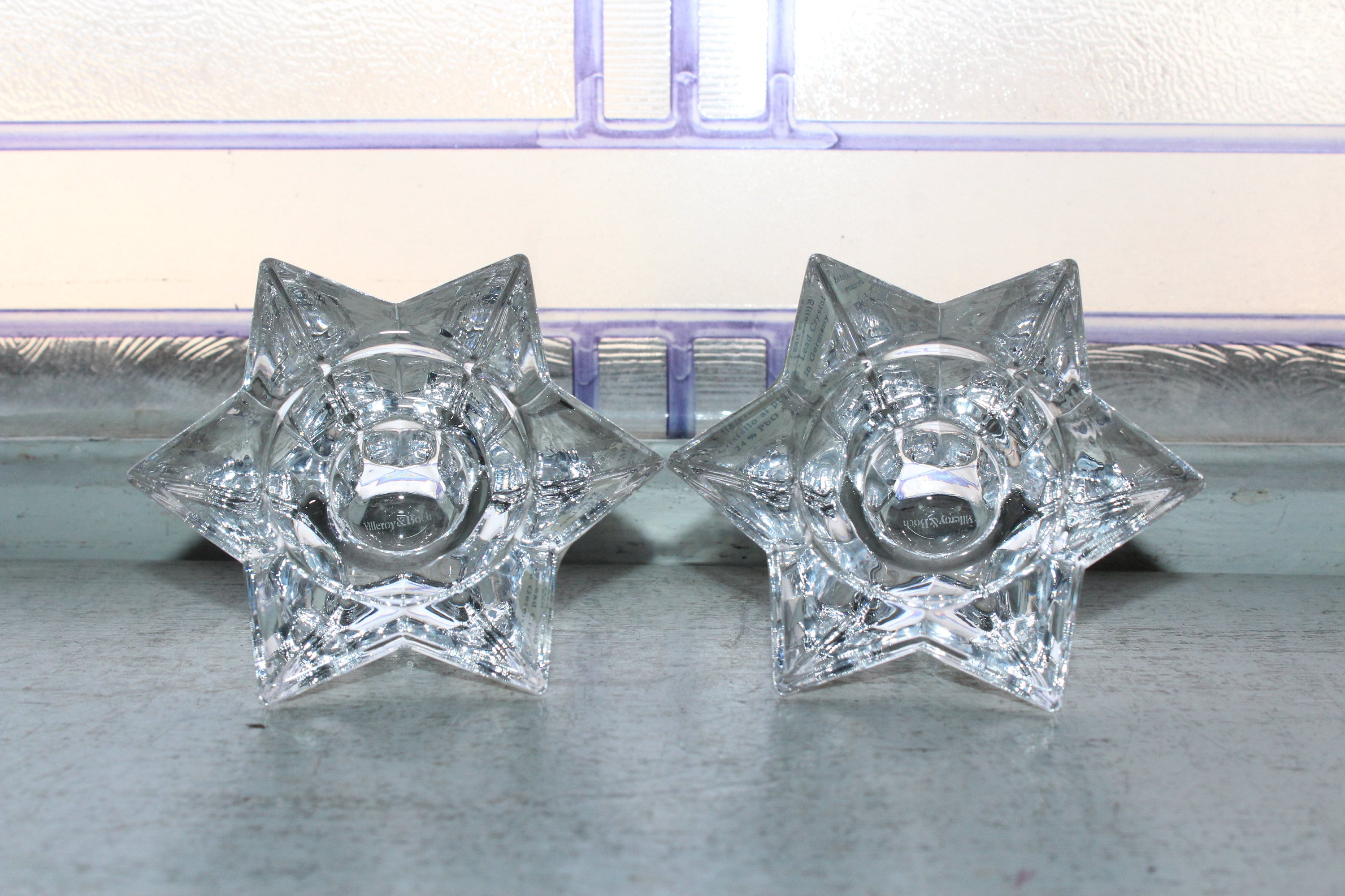 Villeroy and Boch Crystal Candlestick Holders Pair