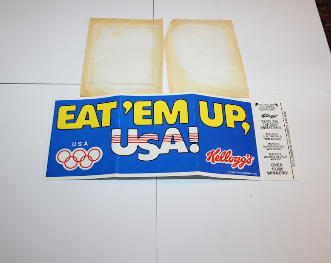 Vintage 1985 Eat 'Em Up USA Olympics Bumper Sticker Cereal Premium