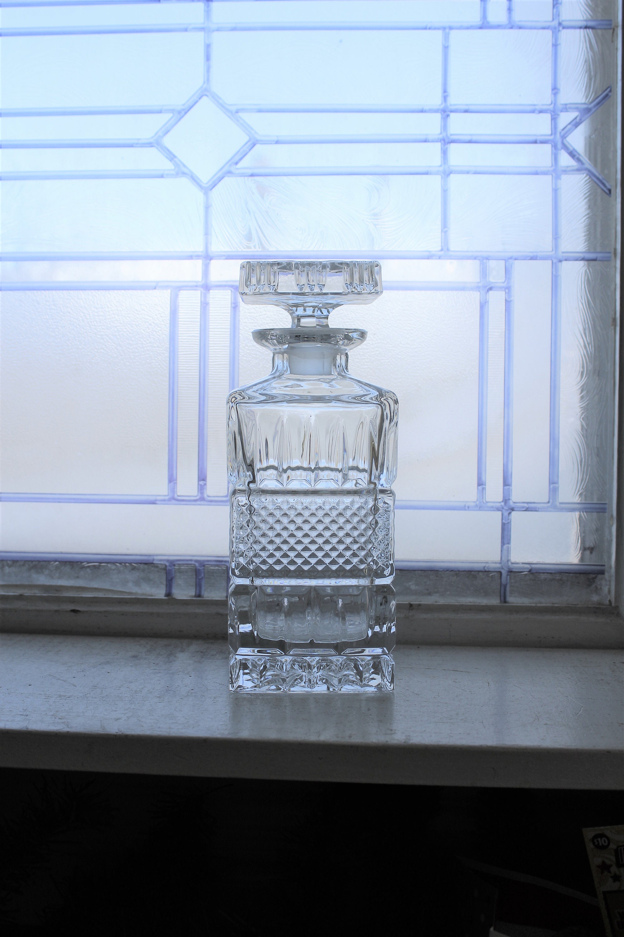 Vintage Crystal Liquor Decanter Square Barware