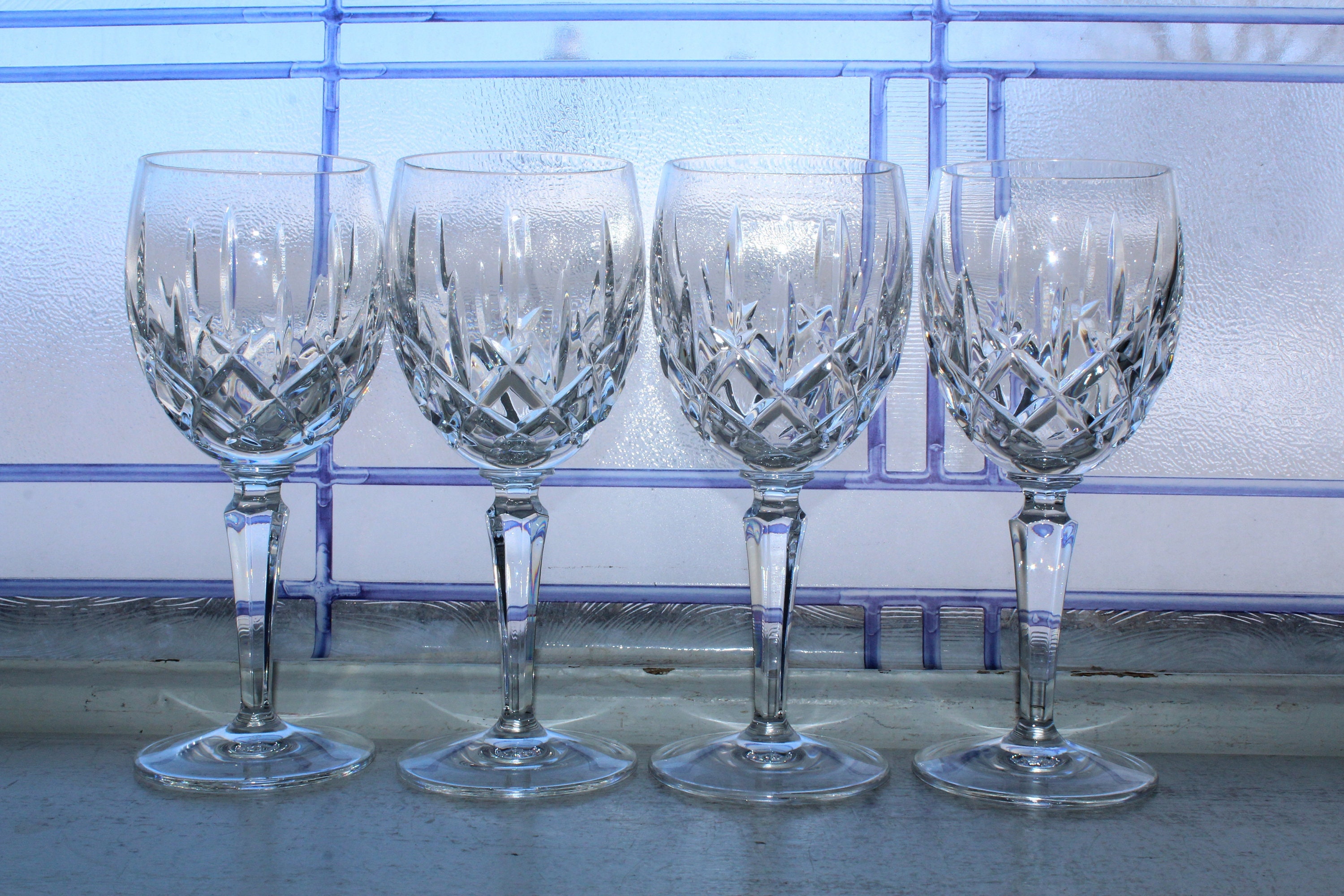 4 Vintage Gorham Crystal Lady Anne Wine Glasses
