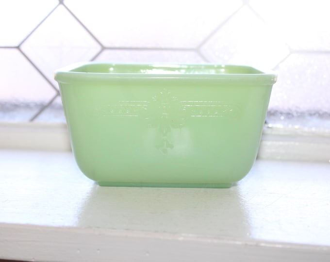 Fire King Philbe Jadite Glass Refrigerator Dish Vintage 1930s
