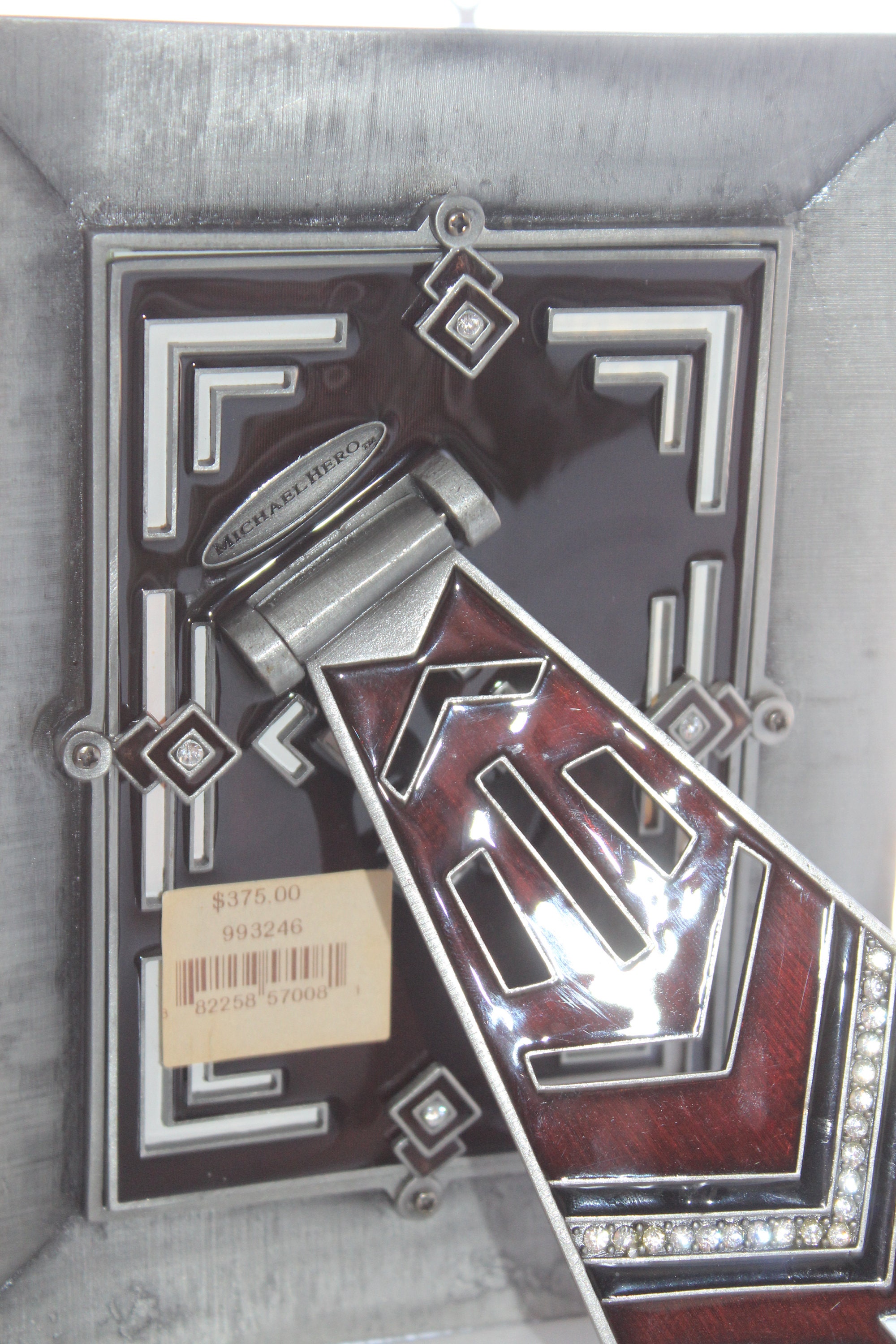 Michael Hero Picture Frame Burgundy and Black Enamel with Swarovski Stones