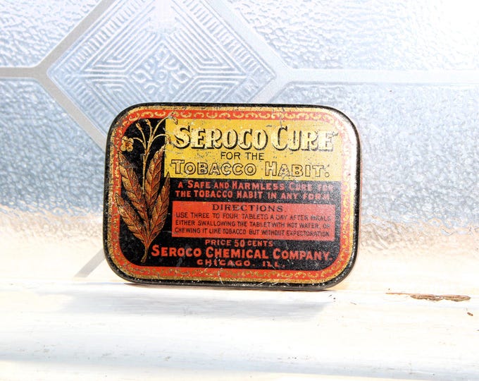 Antique Seroco Cure Pocket Tin for Tobacco Cessation Early Quack Medicine