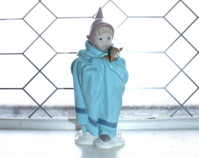 Golden Memories by Lladró Porcelain Figurine Boy with Deer Vintage 1990s