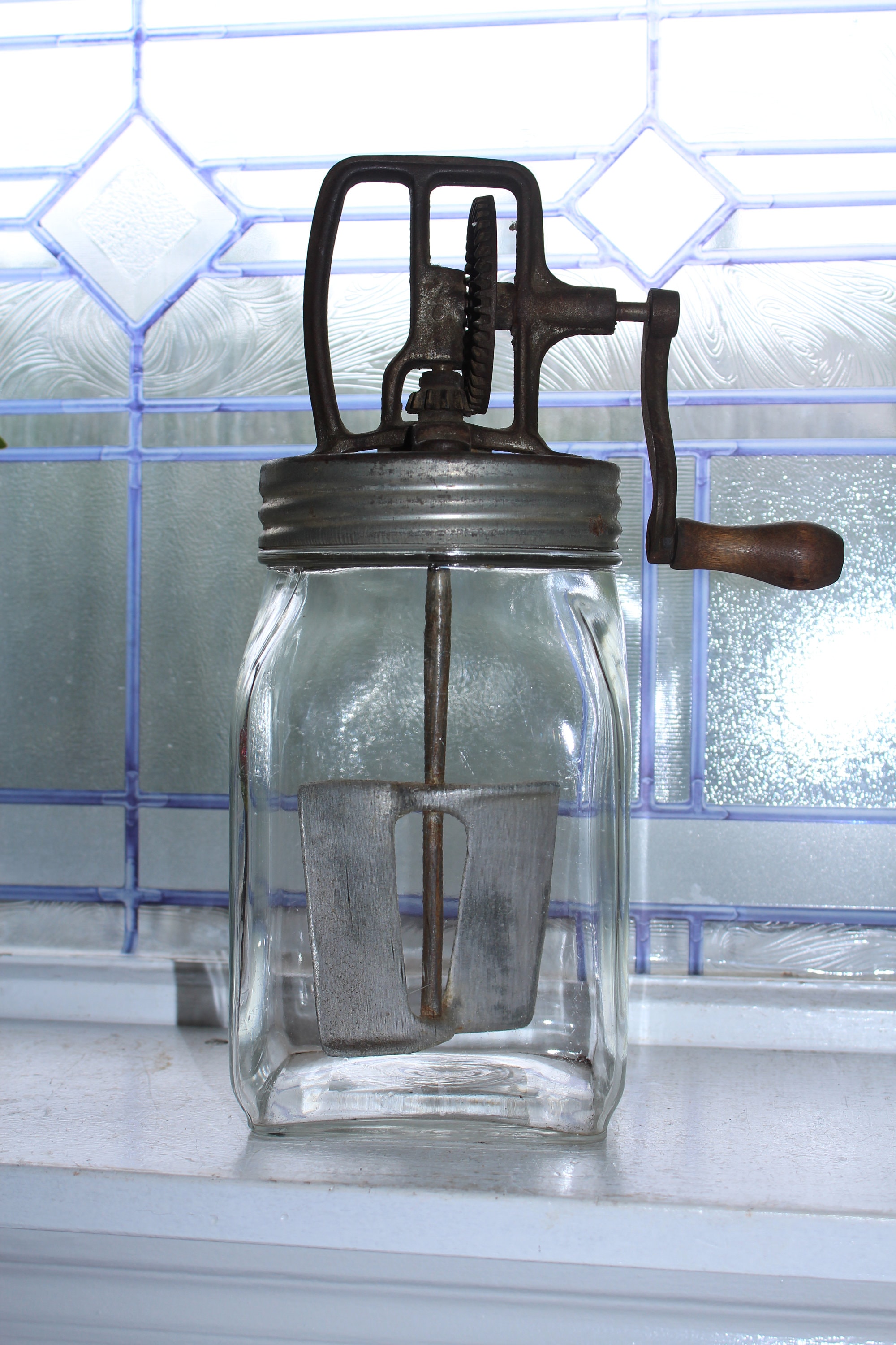 Antique Butter Churn 2 Quart Rustic Farmhouse Decor