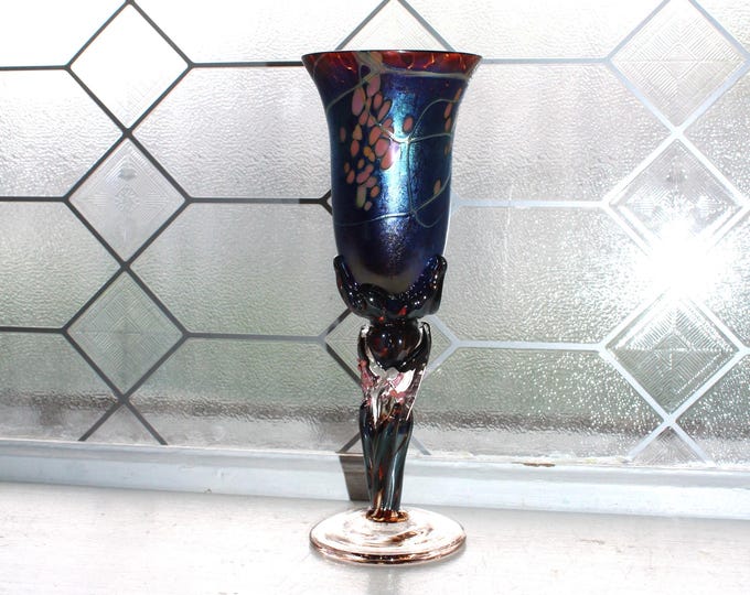 Vintage Colin Heaney Art Glass Wine Champagne Glass