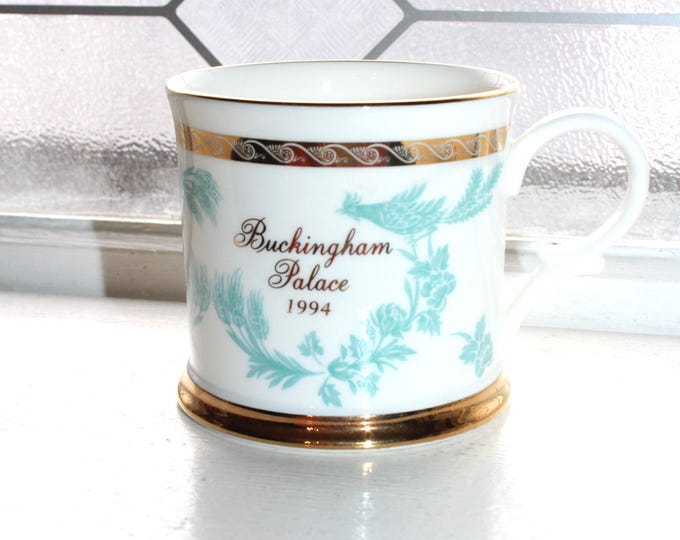 Vintage Buckingham Palace Souvenir Cup 1994 Blue White & Gold