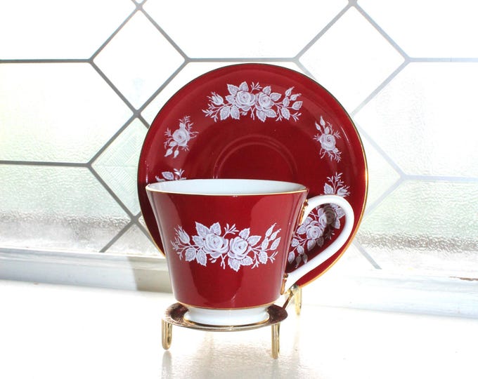 Aynsley Tea Cup & Saucer Red and White Roses