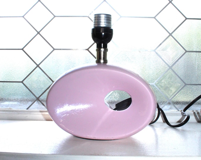 Vintage Mid Century Style Lamp Pink Oval Donut Base