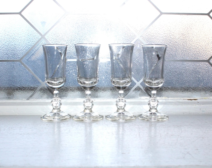 4 Vintage Libbey Glass Georgian Brandy Cordial Liqueur Glasses