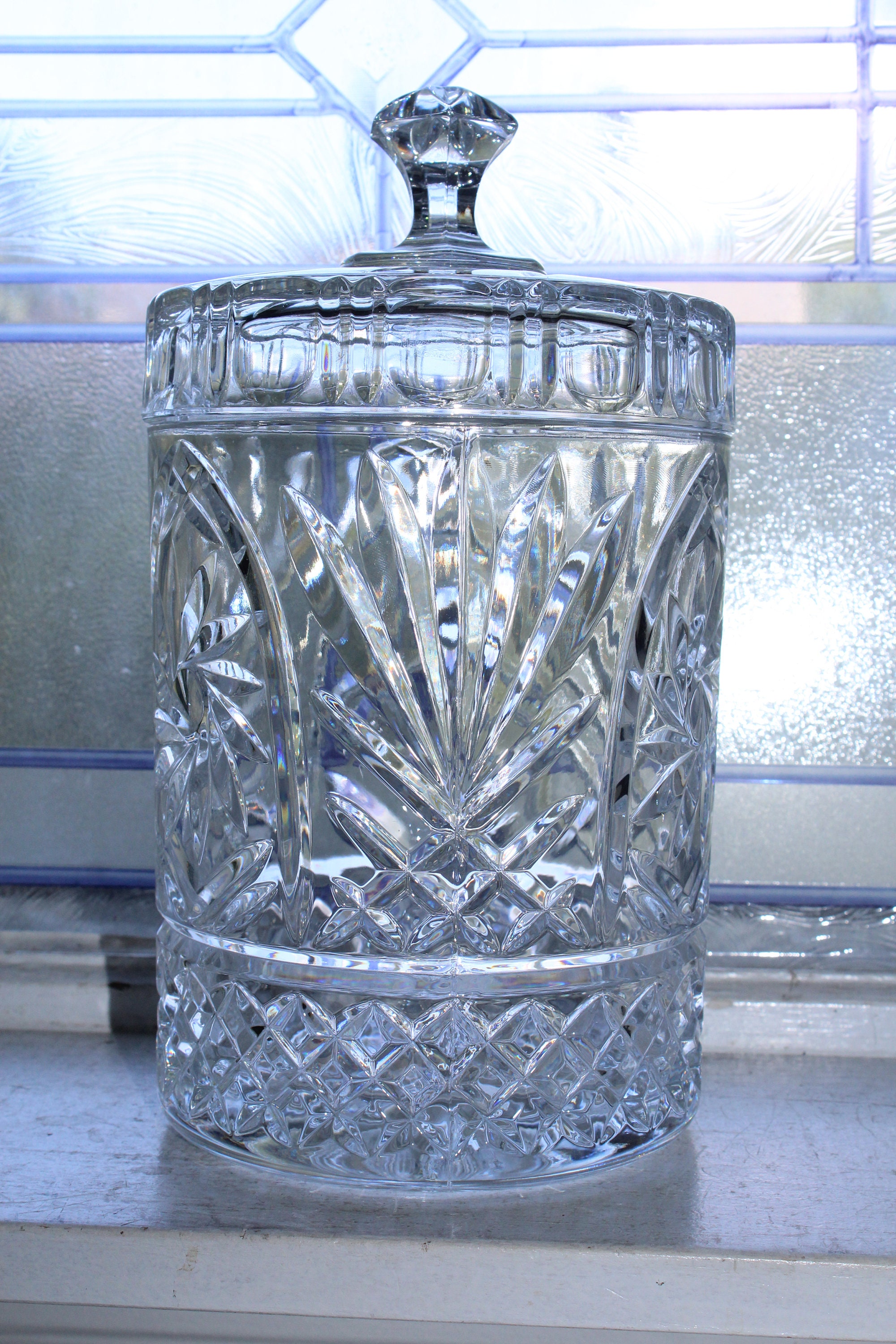 Vintage Crystal Ice Bucket with Lid