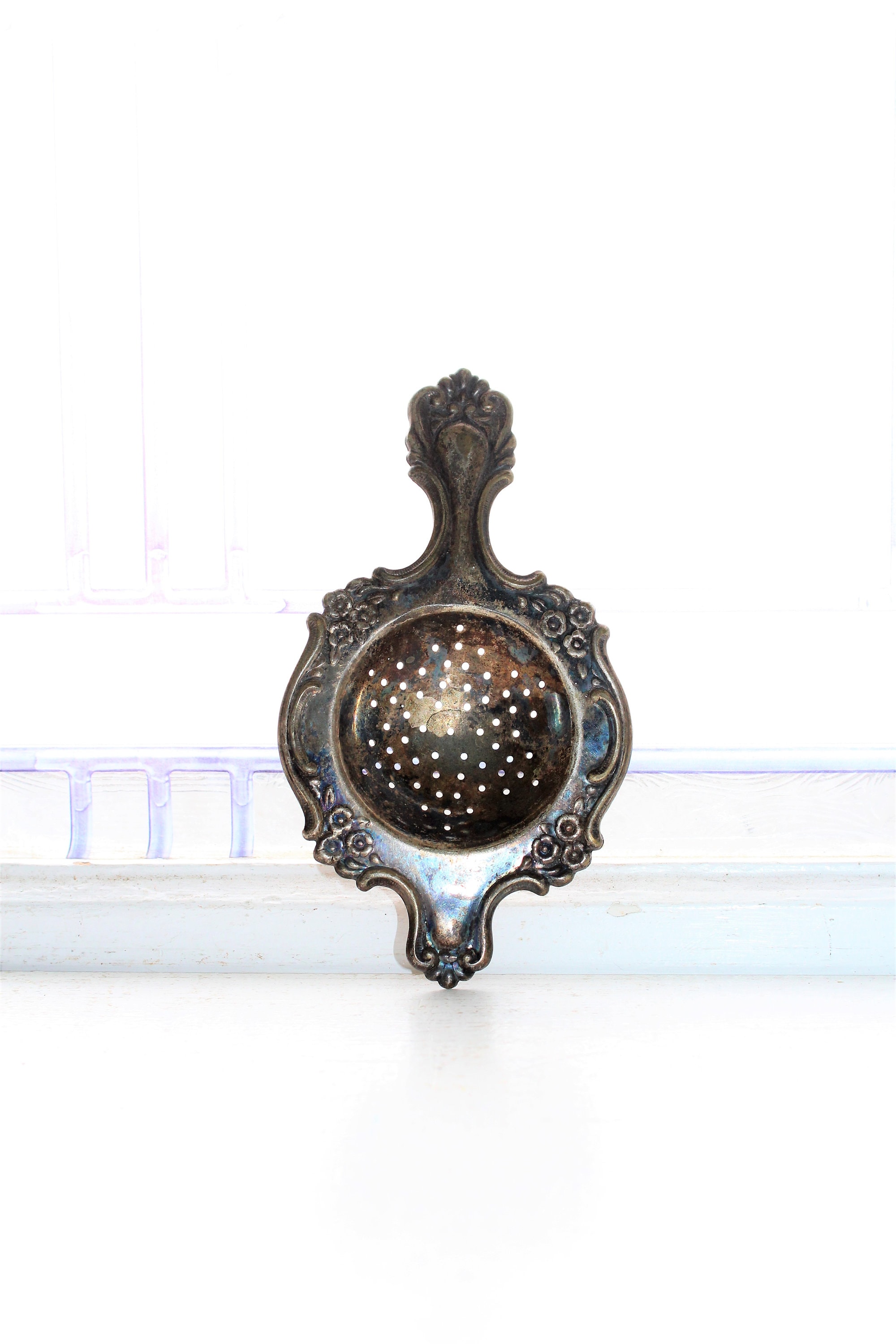 Antique Silverplate Tea Strainer Late 1800s Victorian