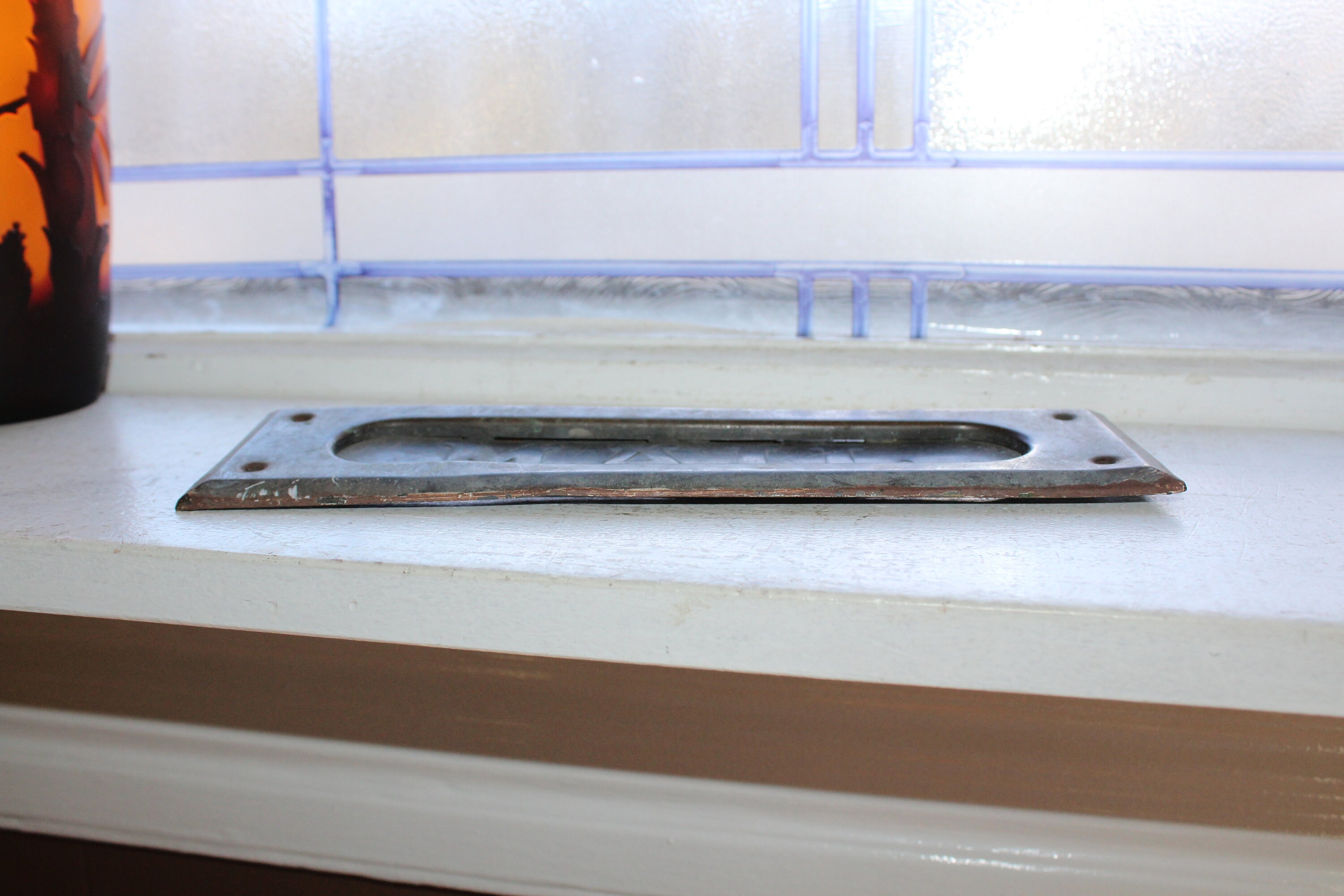 Vintage Mail Letter Door Slot Circa 1920s Weathered Brass