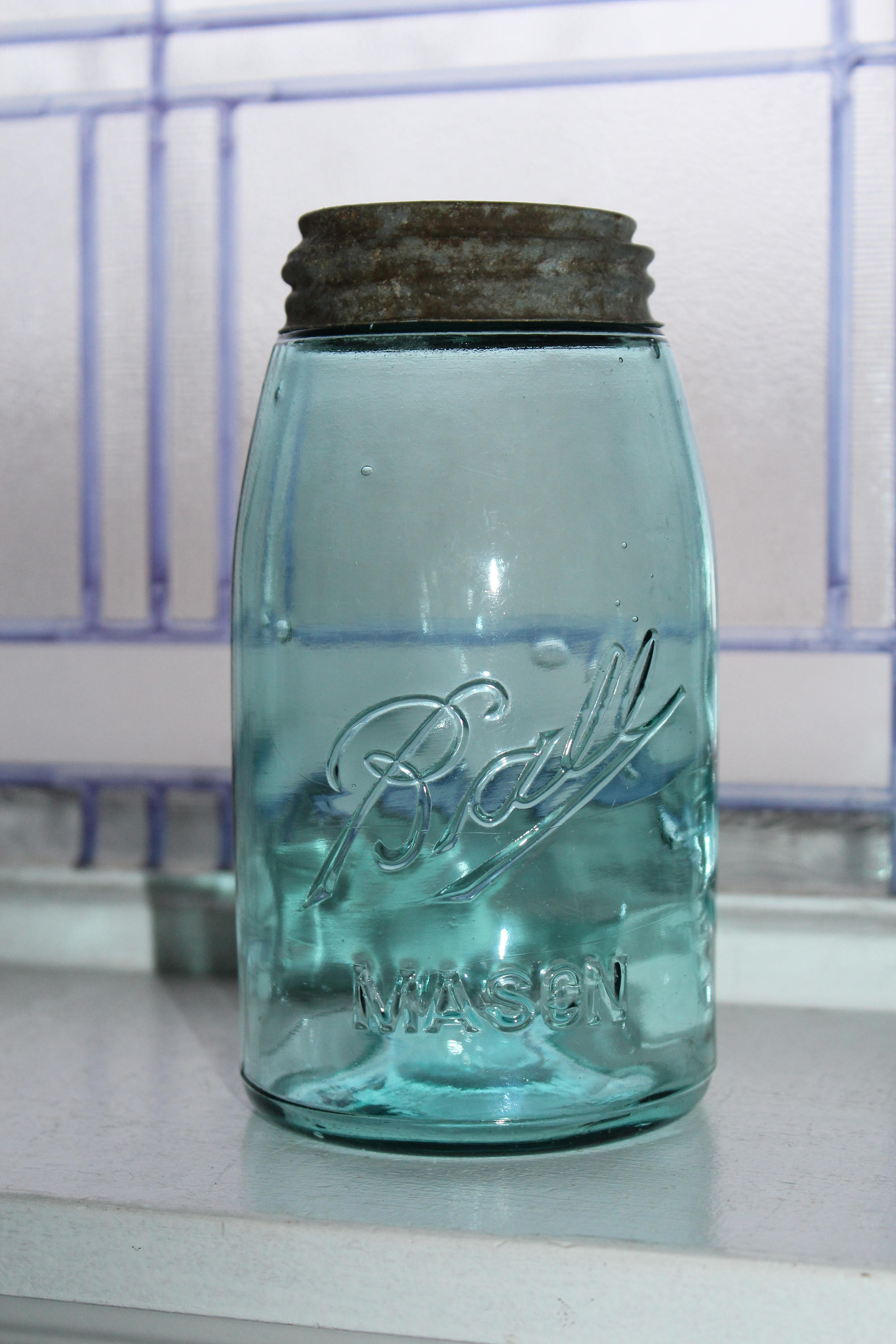 Antique Blue Ball Mason Jar Quart 1910 to 1923