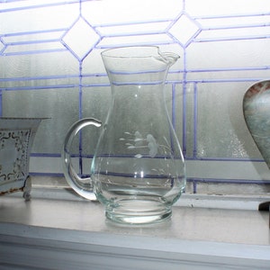 Vintage Mid Century Wheel Cut Crystal Pitcher