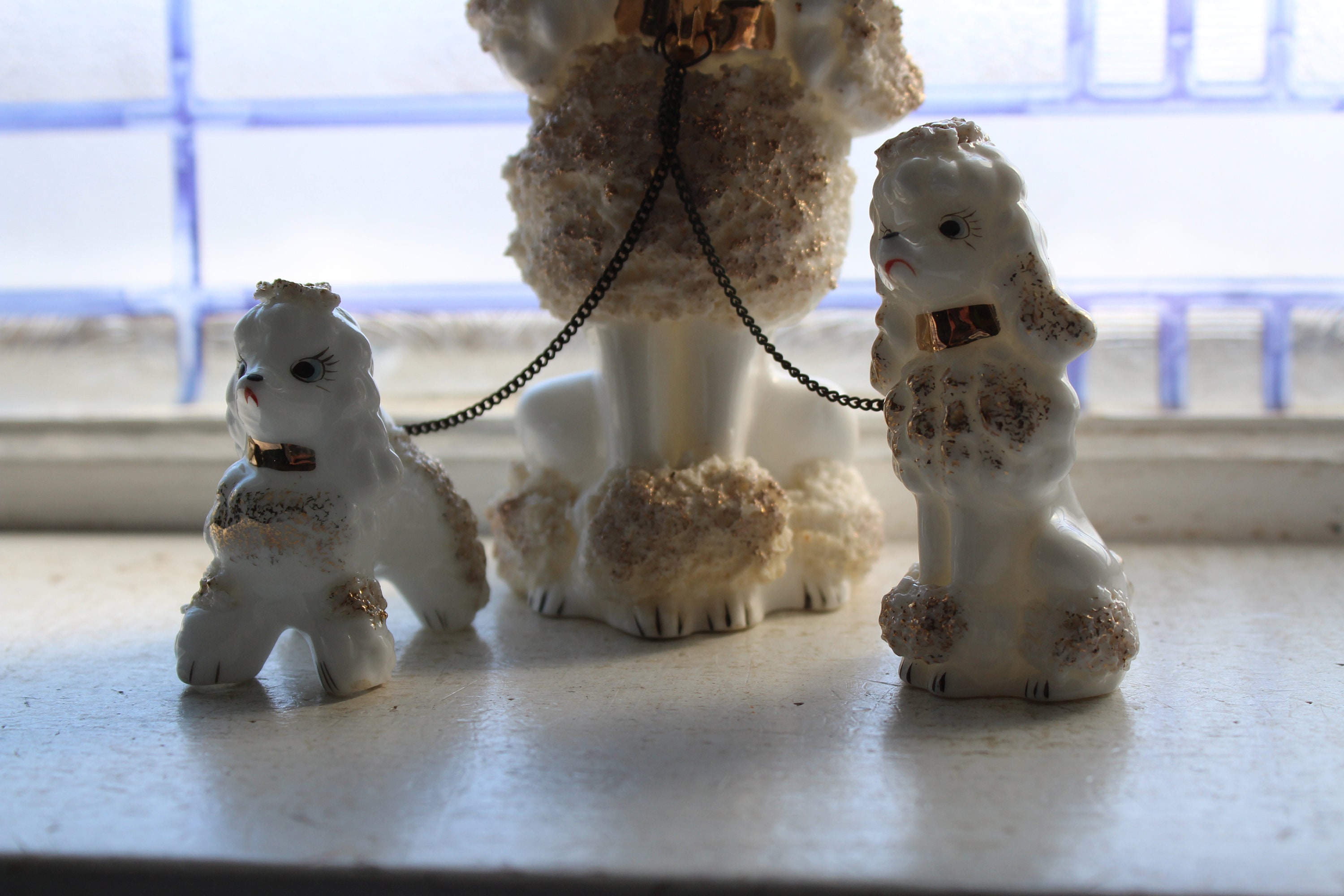 Vintage Spaghetti Poodle Figurine Trio 1950s