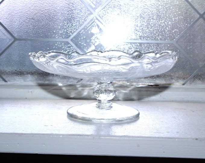 Vintage Heisey Orchid Etched Glass Compote