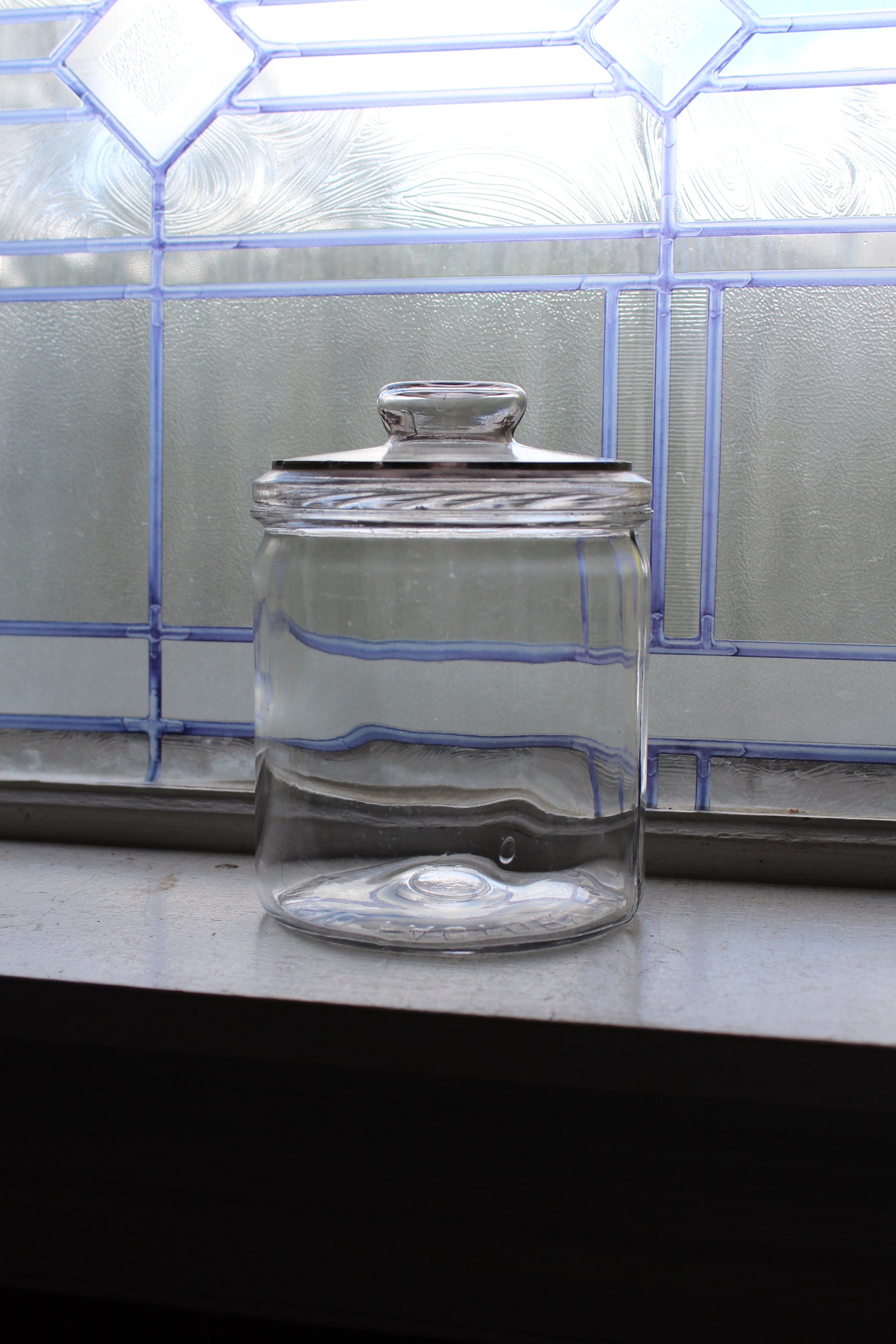 Antique Glass Cigar Tobacco Jar Kitchen Canister