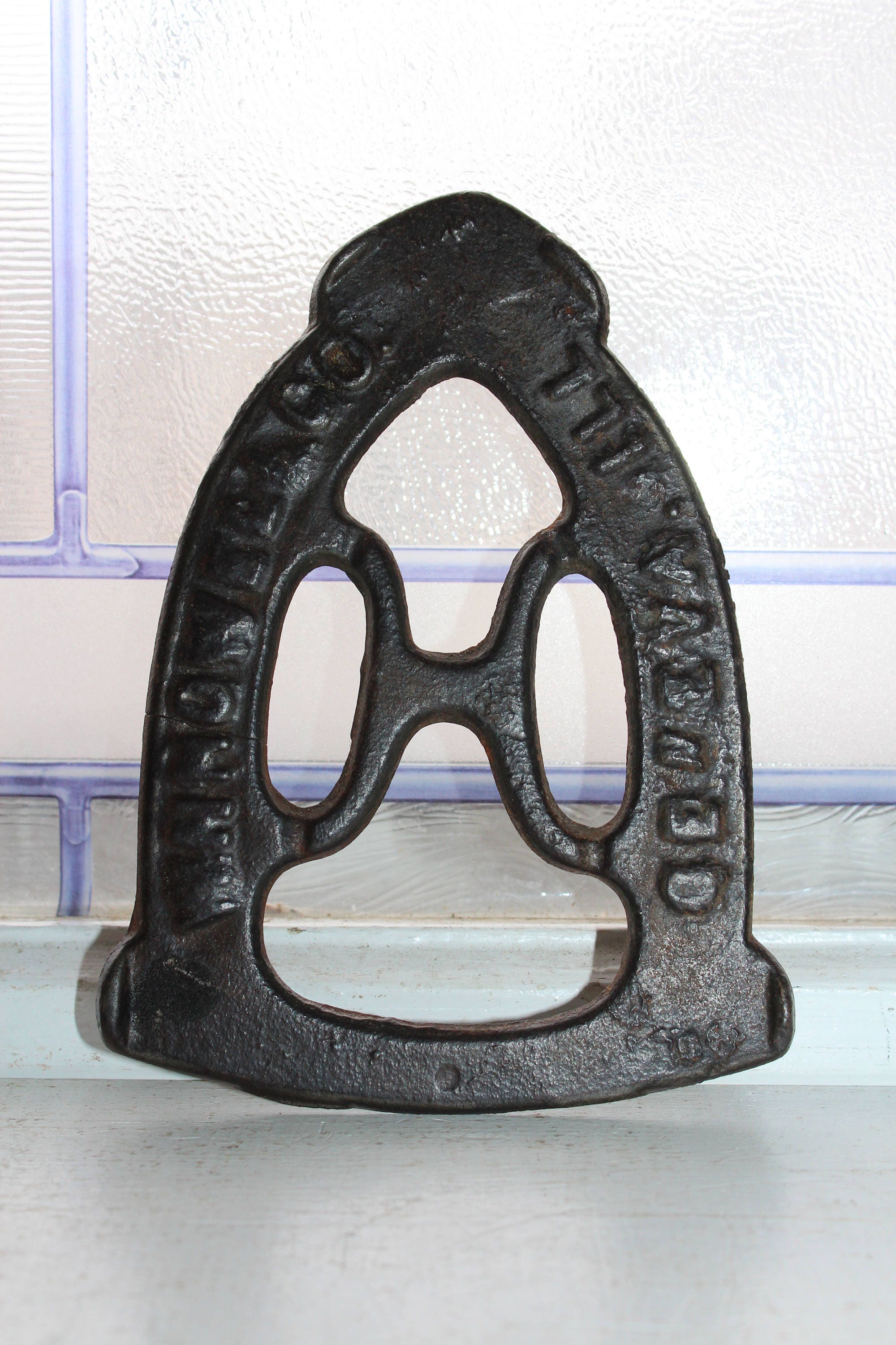 Antique Cast Iron Trivet W H Howell Geneva Illinois Country Decor Sad Iron Trivet