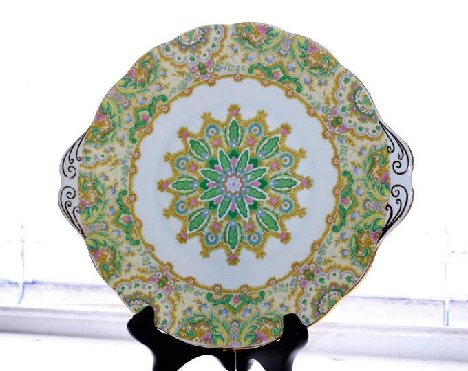 Royal Albert Handled Cake Plate Paisley Shawl Vintage Bone China